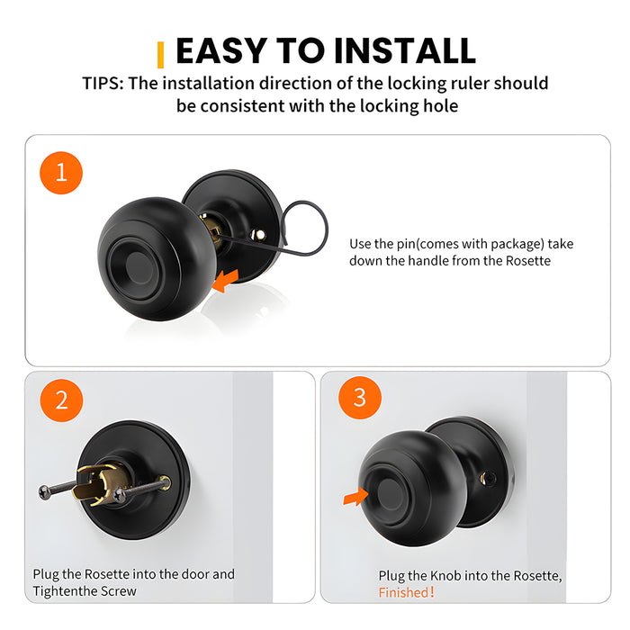 Keyless Round Dummy Passage Privacy Interior Door Knobs