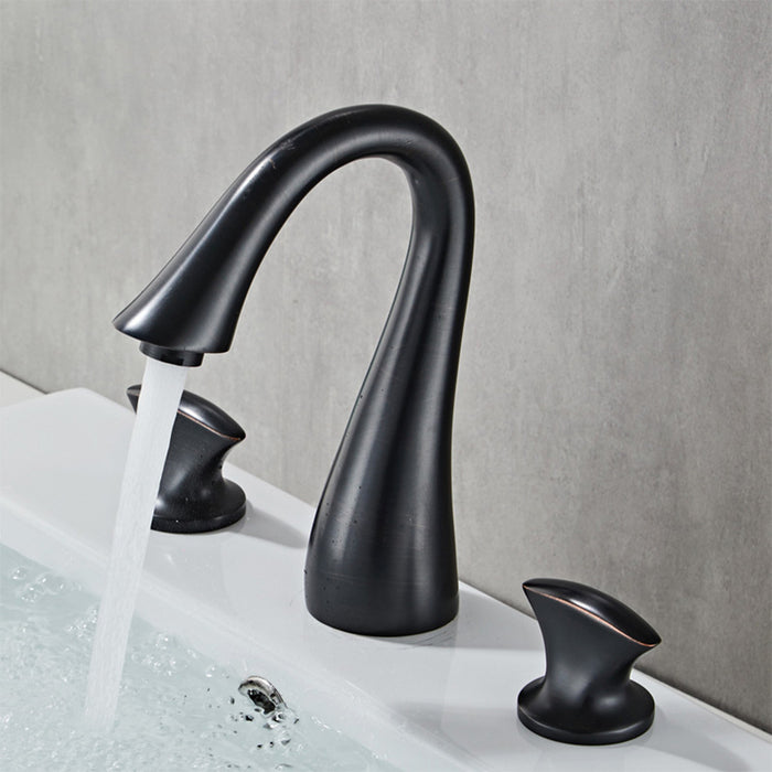 Simple 2 Handle 3 Hole Bathroom Sink With Faucet