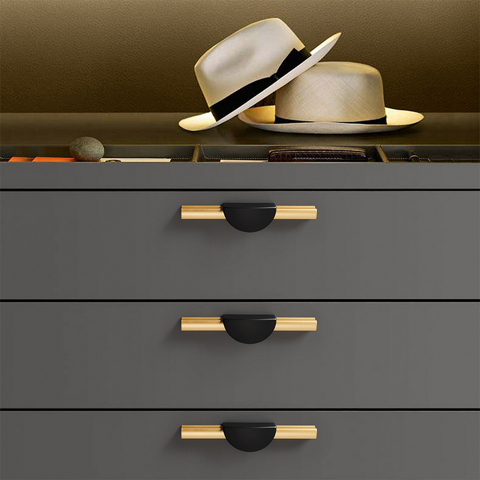 Gold & Black Semicircle Wardrobe Pulls Dresser Drawer Handles