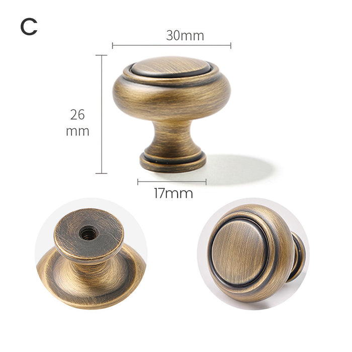 Vintage Bronze Solid Brass Single Hole Cabinet Knob with Backplate