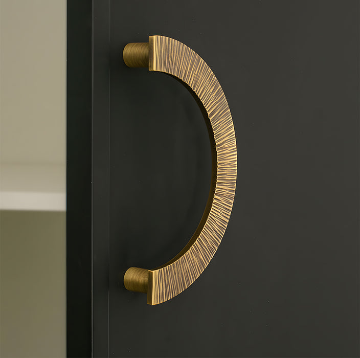 Retro Brass Semi Circle Textured Cabinet Handles