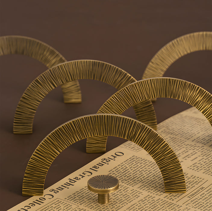 Retro Brass Semi Circle Textured Cabinet Handles