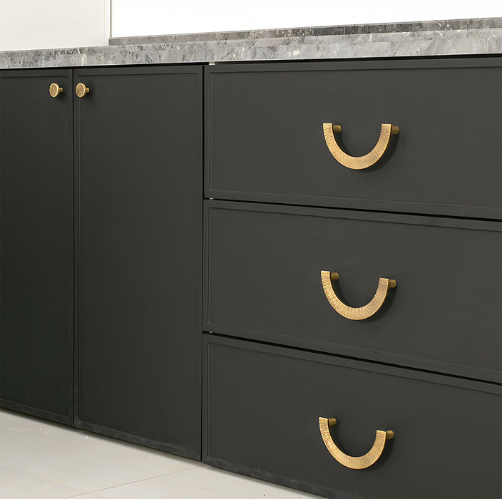 Retro Brass Semi Circle Textured Cabinet Handles
