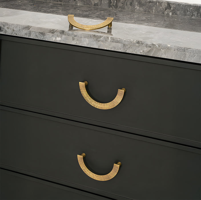 Retro Brass Semi Circle Textured Cabinet Handles