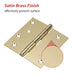 4in Brushed Brass Gold Butt Hinges with Square Corners Door Hinges