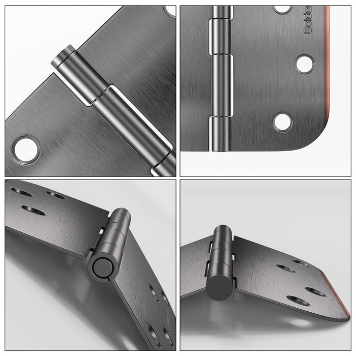 12-Pack Oil Rubbed Bronze Door Hinges – 3.5" Steel, 5/8" Radius, Removable Pin