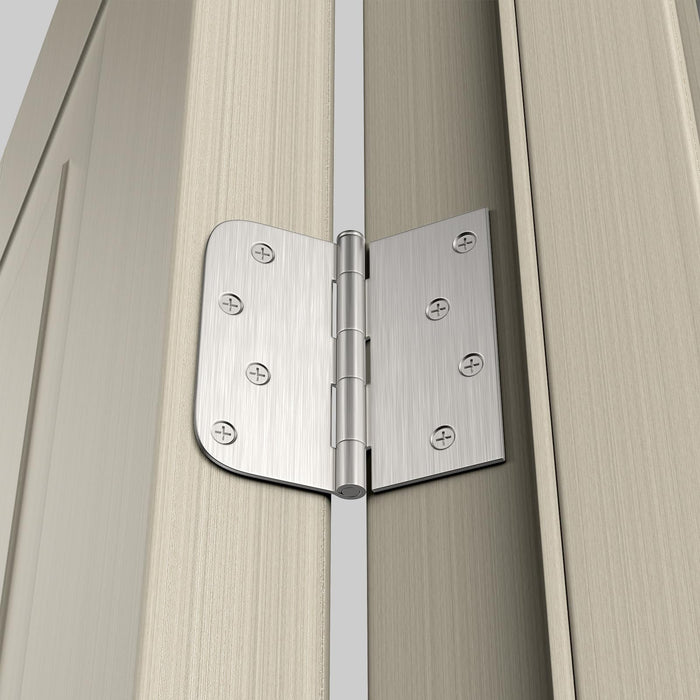 4 inch x 4 inch Brushed Nickel with Square & Round Corners Door Hinges