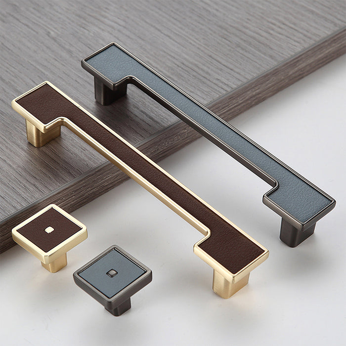 Modern Square Leather Cabinet Handles