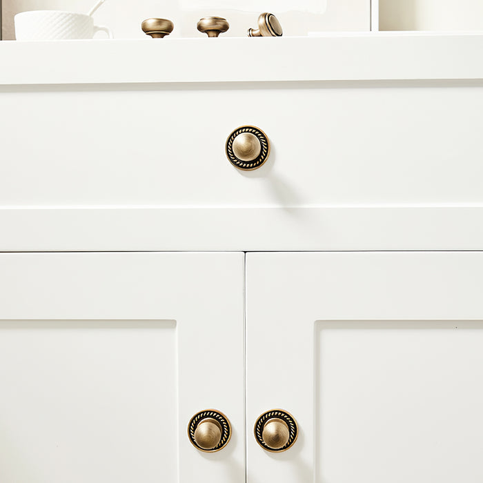 Vintage Bronze Solid Brass Single Hole Cabinet Knob with Backplate