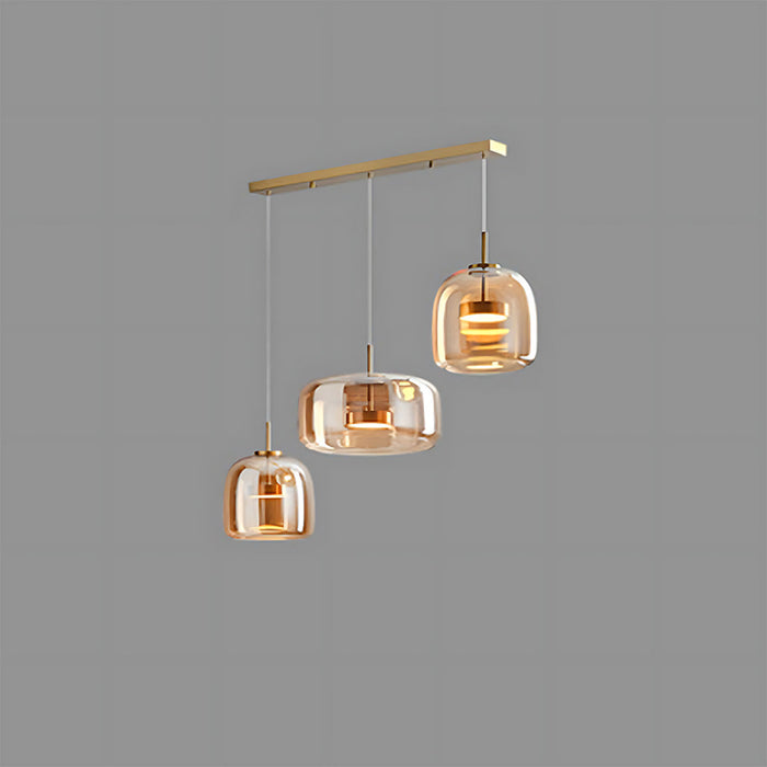 Modern Glass Pendant Lights in Amber or Smoked Glass
