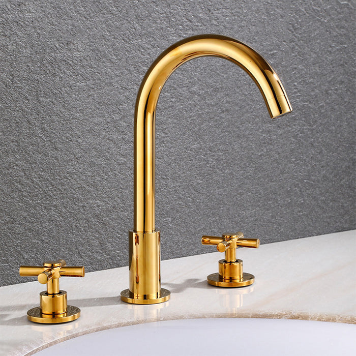 Goldenwarm Brass Bathroom Faucets Widespread 2-handle Bathroom Sink Faucets
