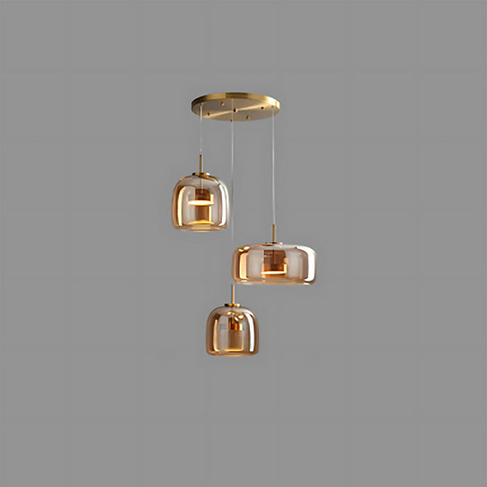Modern Glass Pendant Lights in Amber or Smoked Glass