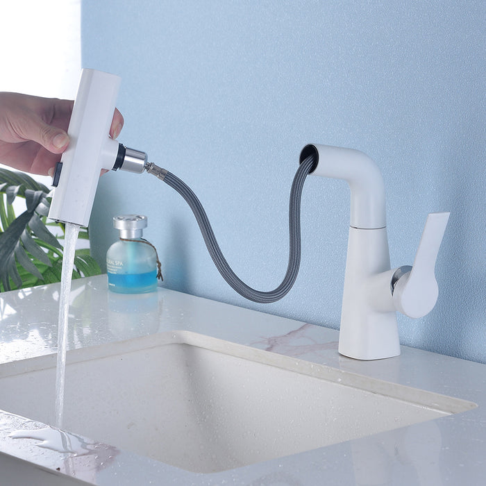 Multifunction Rotating Lifting Swivel Pull-out Bathroom Basin Faucet