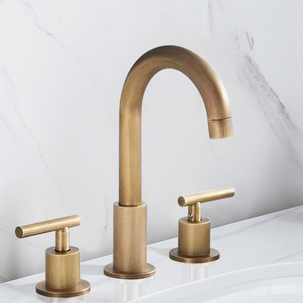 SaniteModar Polished Gold Bathroom Faucet Widespread 3-Hole 2