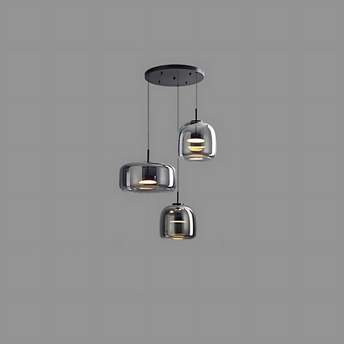 Modern Glass Pendant Lights in Amber or Smoked Glass