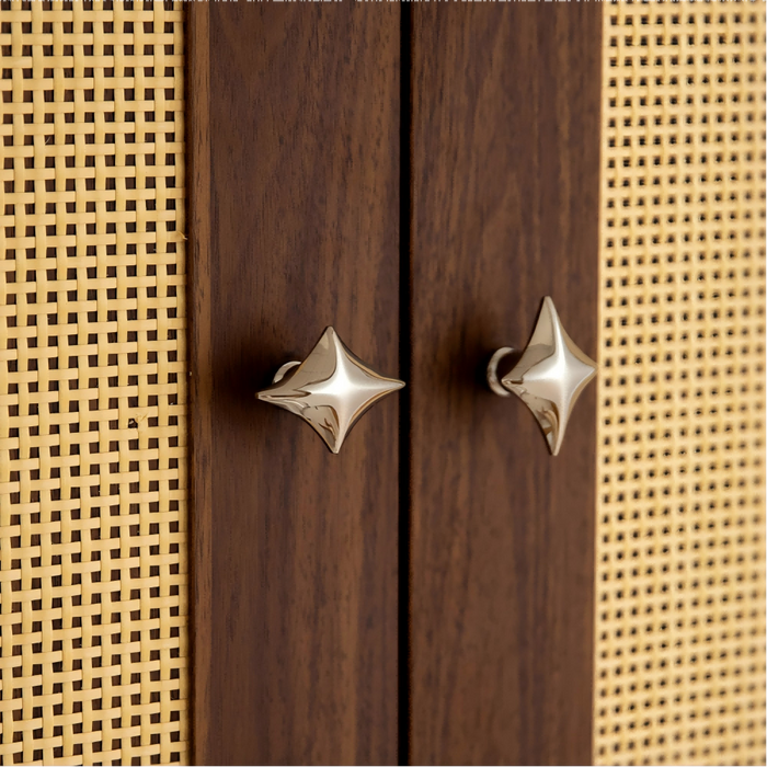 Vintage Antique Bronze Solid Brass Star Kitchen Handles & Knobs