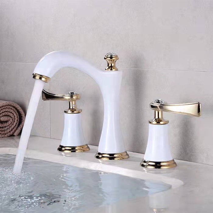 Three-Hole Basin Copper Deck Mounted Bathroom Faucets