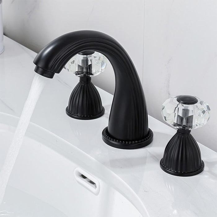 Retro Crystal Handles 3 Holes Widespread Bathroom Faucet