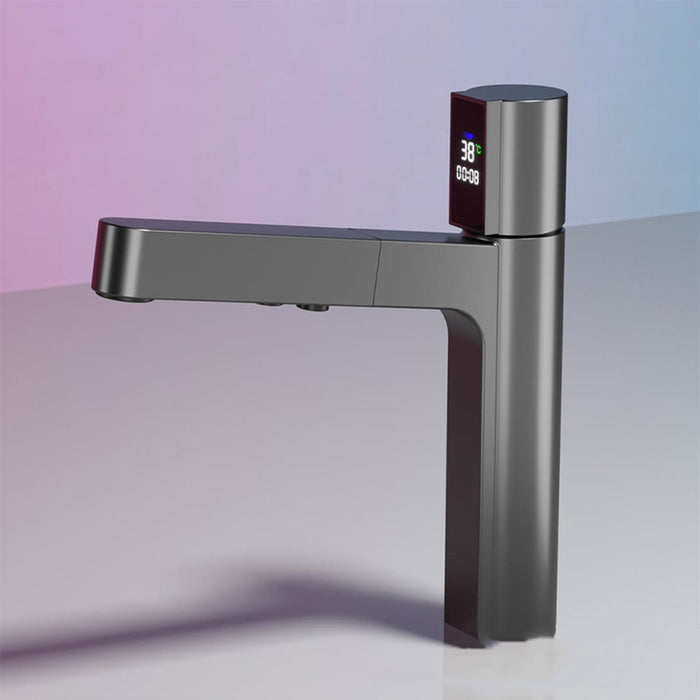 Smart Digital Display Single Hole Pull-out Bathroom Faucet