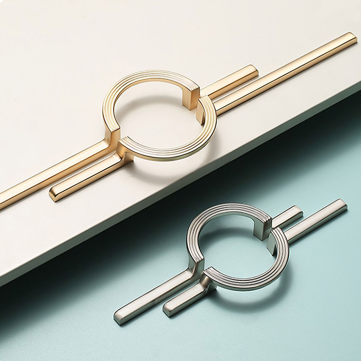 Goldenwarm Modern Creative Gold Paired Cabinet Door Handles for Kitchen