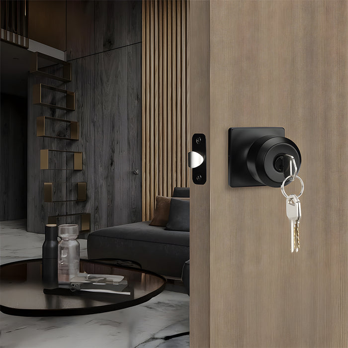 Exterior Entry Black Door Knob with Keys