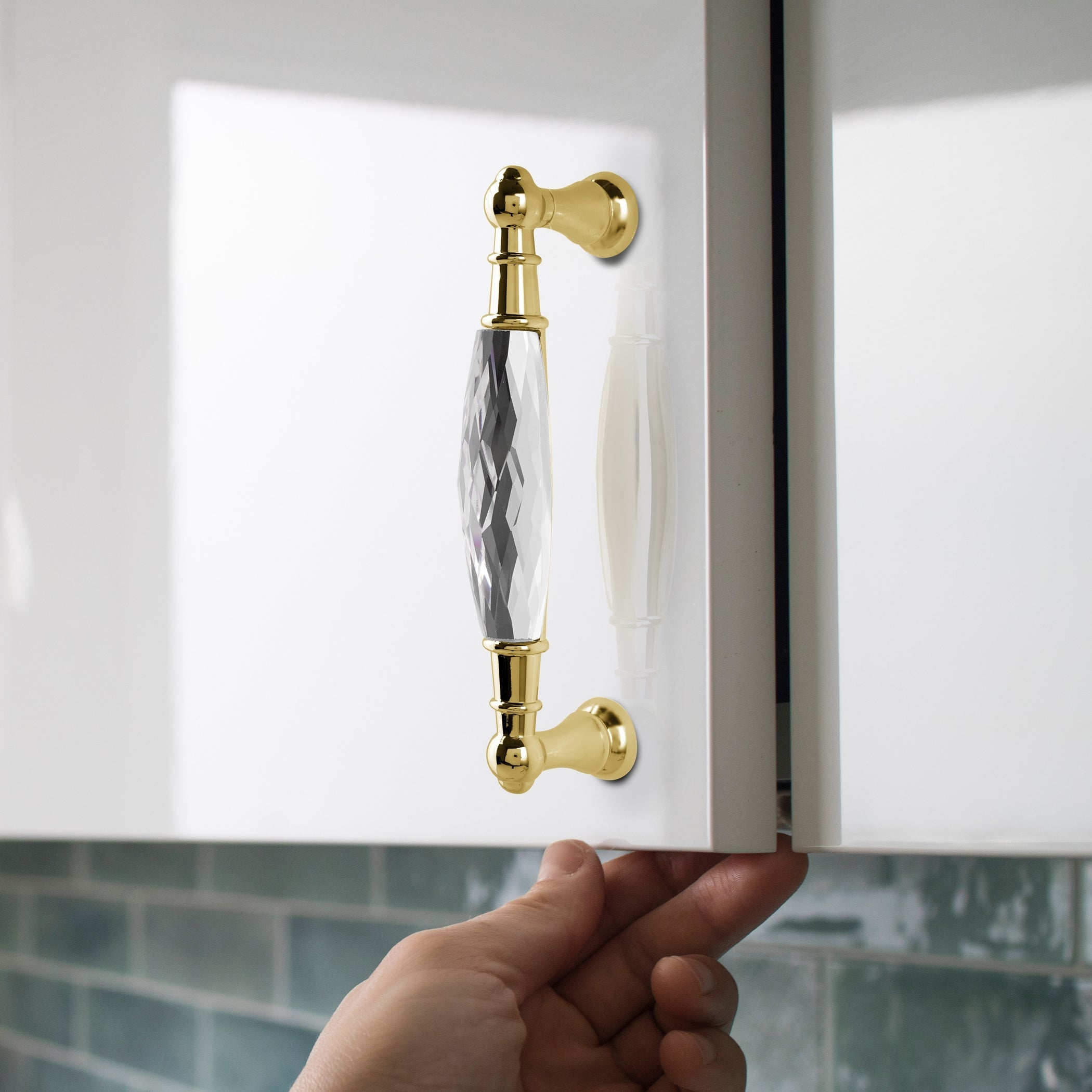Goldenwarm Luxury Crystal Drawer Pulls and Chrome Silver Cupboard Handles