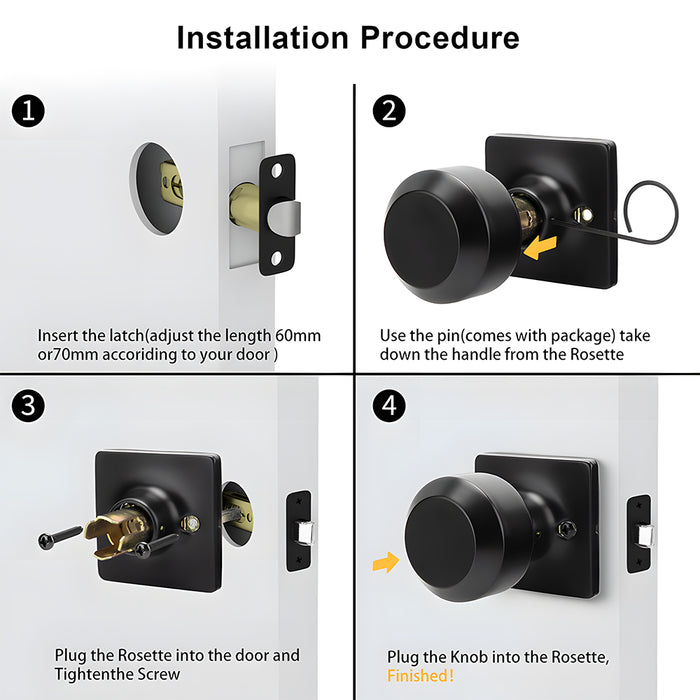 Black Simple Round Door Knob for Room