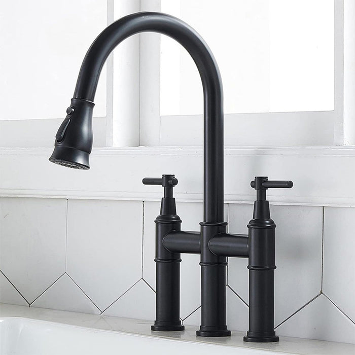 Three-hole Kitchen Sink Universal Pull-out Faucet