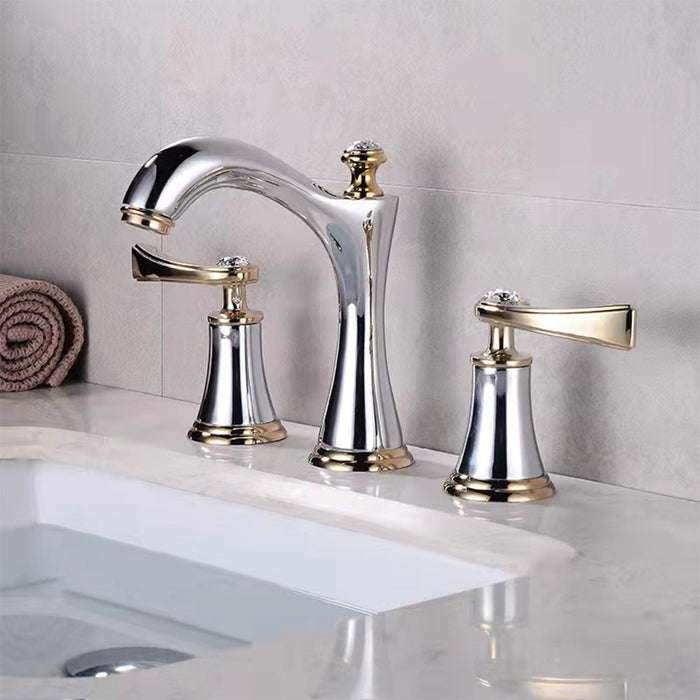 Three-Hole Basin Copper Deck Mounted Bathroom Faucets
