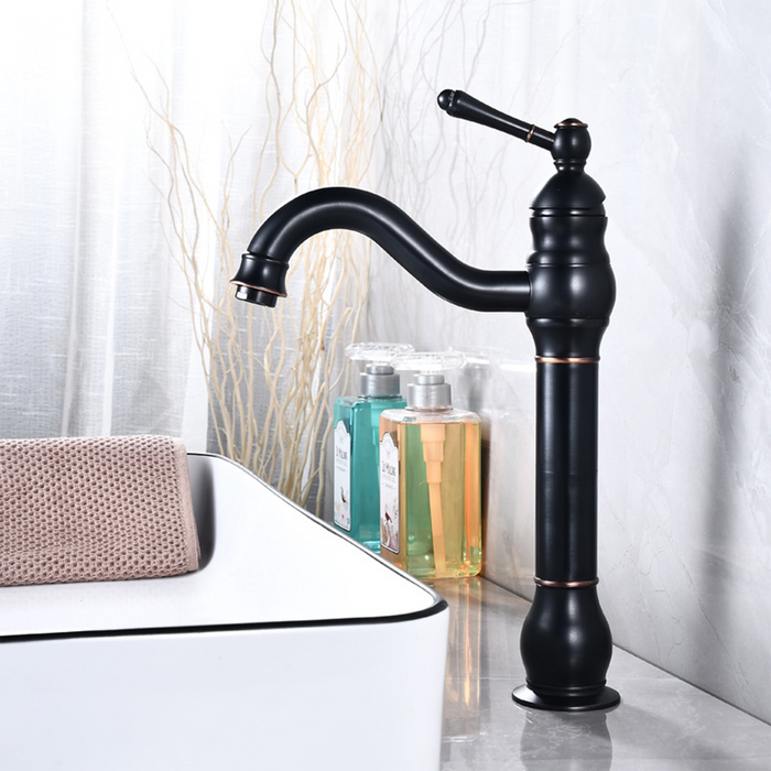 Retro Deck Mounted Cold and Hot Bathroom Sink Faucets