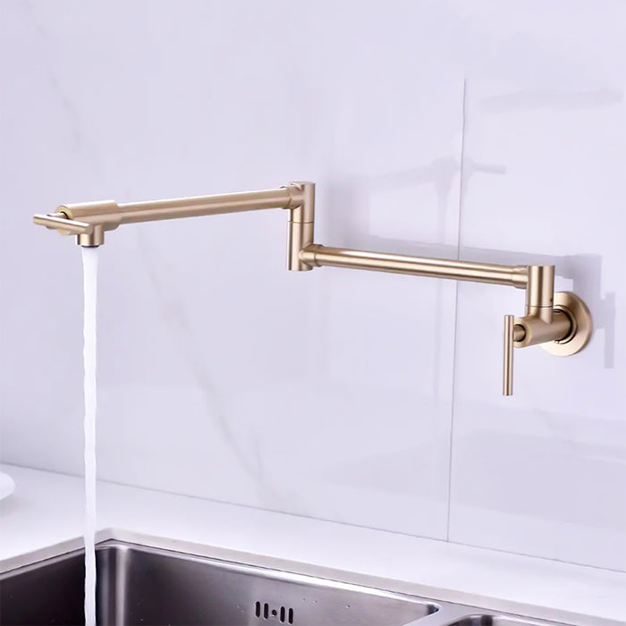 Single Hole Wall Mounted 2 Handles Fold Kitchen Faucets