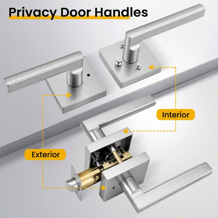 Modern Heavy Duty Zinc Alloy Interior Privacy Door Lever