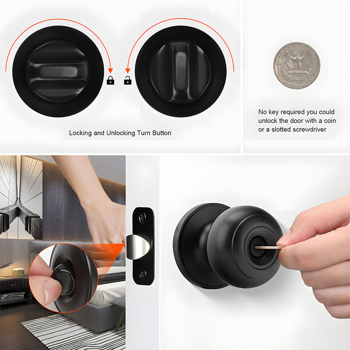 Keyless Round Dummy Passage Privacy Interior Door Knobs