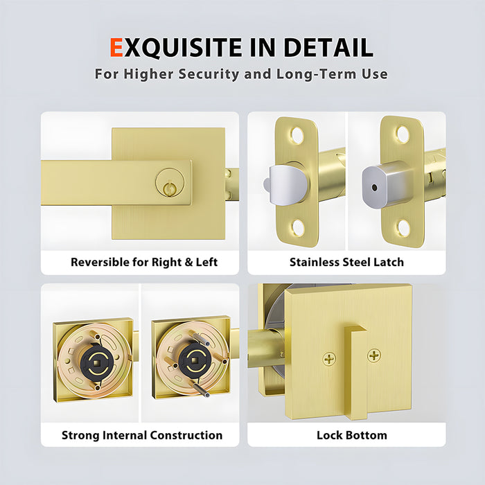 Exterior Entry Door Lock Handleset with Deadbolt
