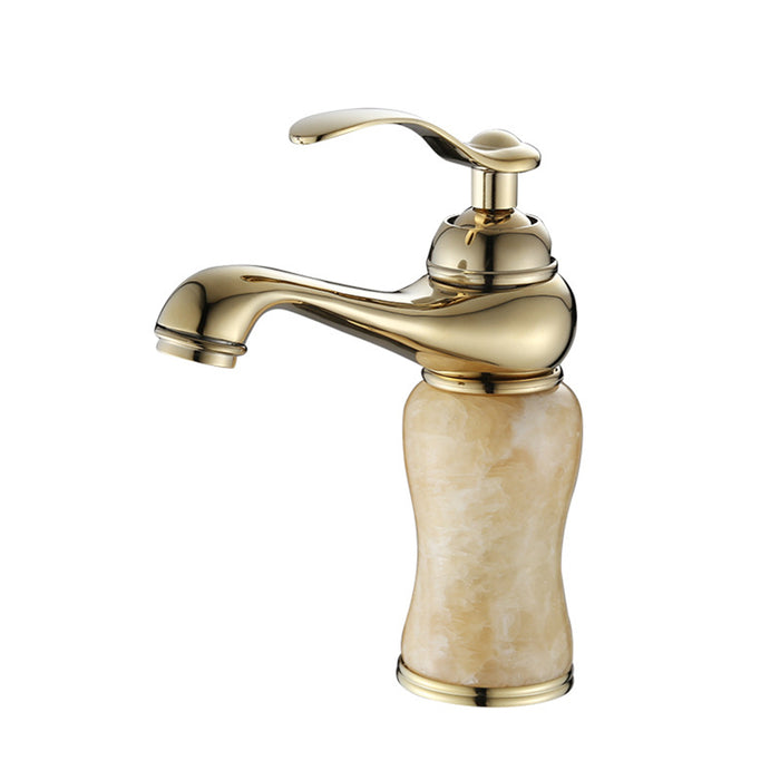 Modern Brass and Jade Single Handle Bathroom Faucet