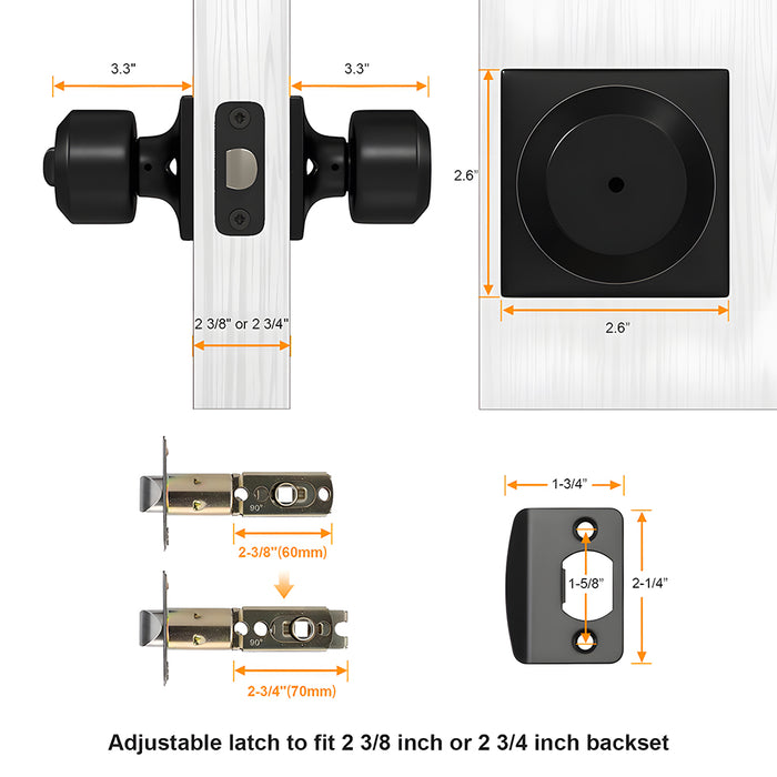 Black Simple Round Door Knob for Room