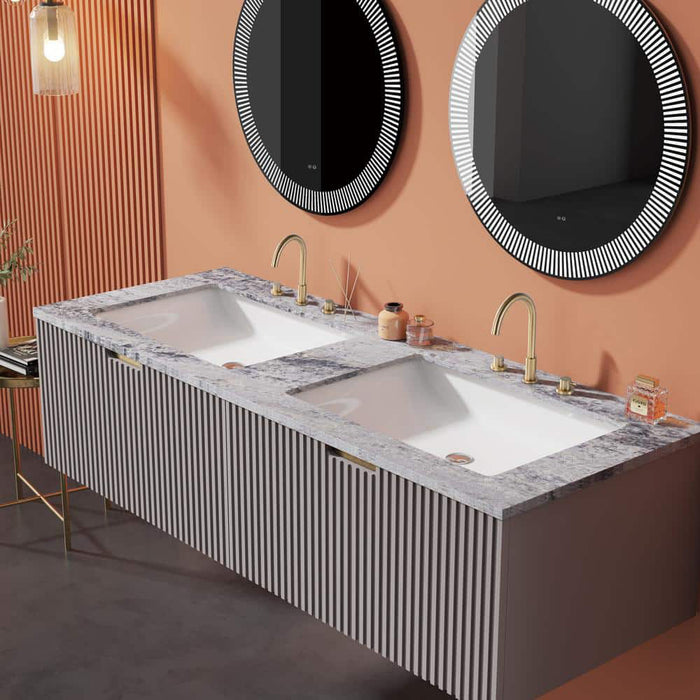 3 Hole Double Handle Brass Widespread Bathroom Faucet