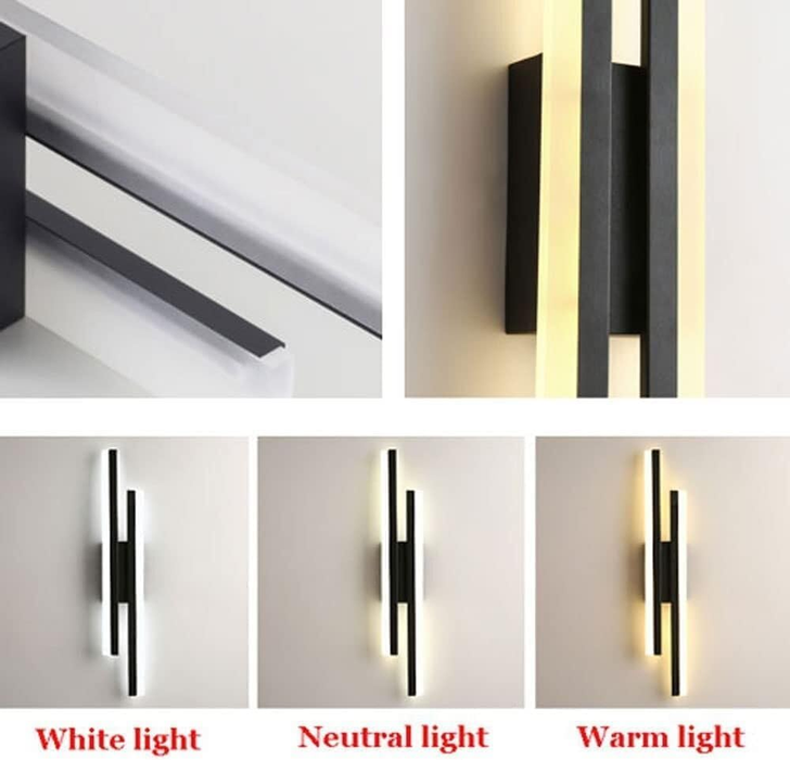 Modern Black Linear LED Wall Sconce Lighting for Bedroom & Living Room