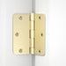 Brushed Gold 3-1/2'' with 1/4'' Radius Corners Interior Door Hinges