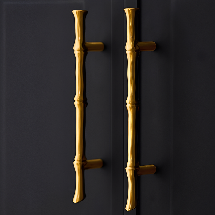 Bamboo Modern Brass Cabinet Handles