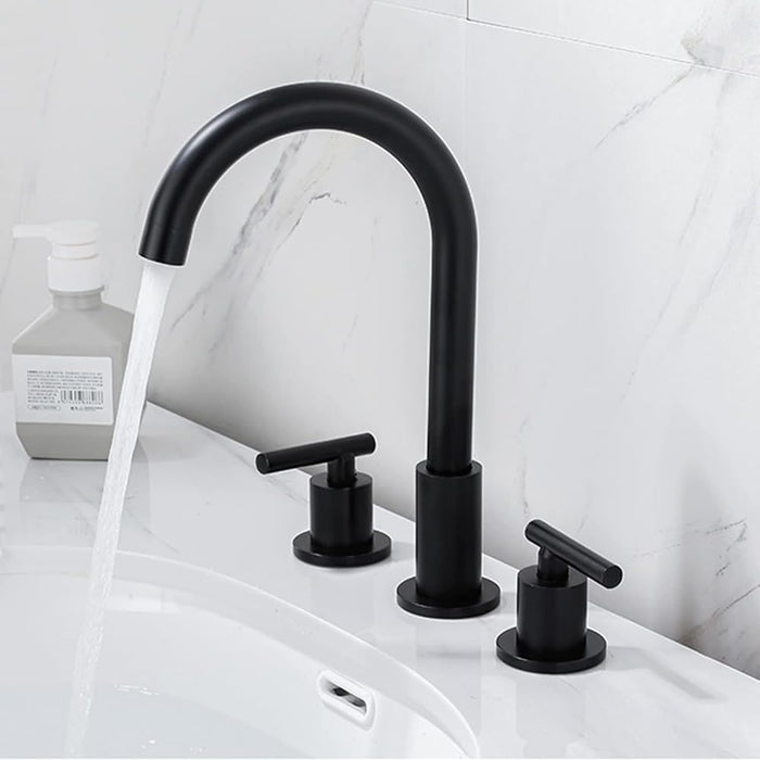 Lever Handle Brass Widespread Bathroom Sink Faucets