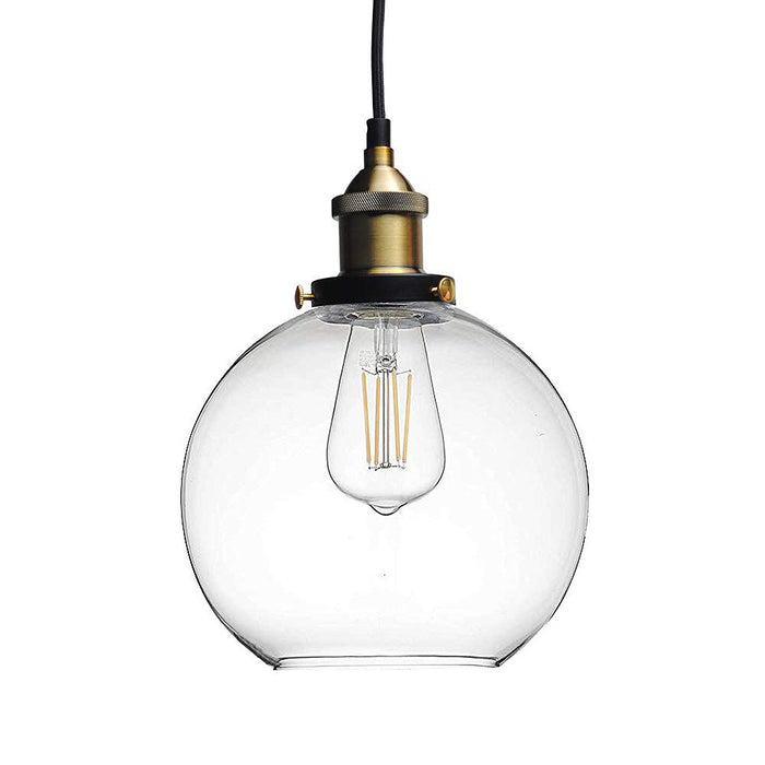 Clear Glass Globe Pendant Light with Black Cord