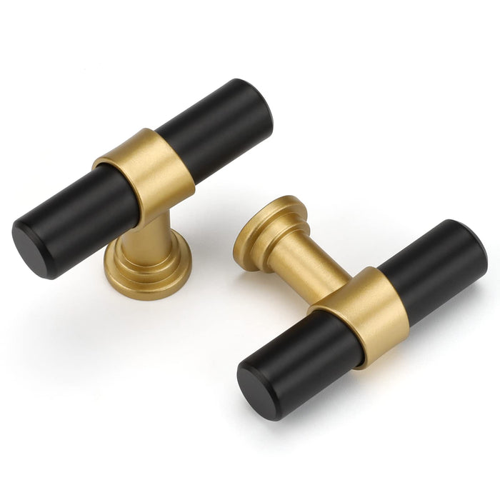 black and gold dresser knobs Design House Emery Cabinet Knobs, 5-Pack, Modern Kitchen Handles, Satin Gold/Matte Black