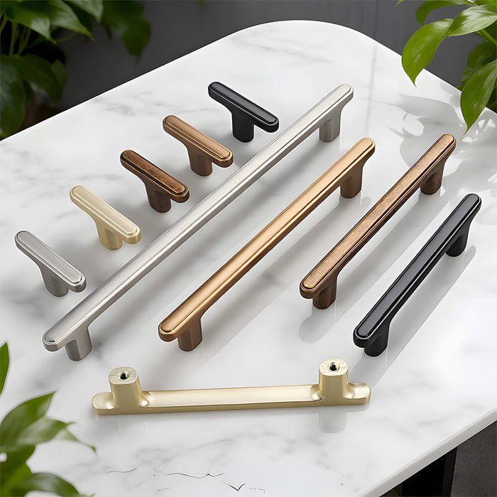 Modern Zinc Alloy T Bar Knobs & Grooved Bar Cabinet Pulls