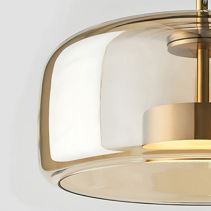 Modern Glass Pendant Lights in Amber or Smoked Glass