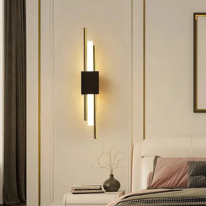 Modern Black and Gold LED Wall Sconce for Bedroom & Living Room