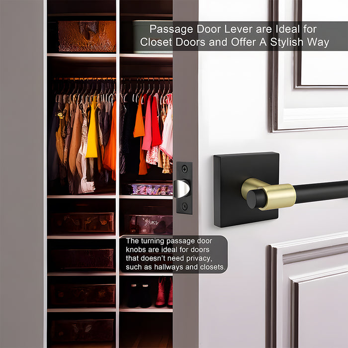 Zinc Alloy Black Gold Interior Door Handle Heavy Duty Door Lever