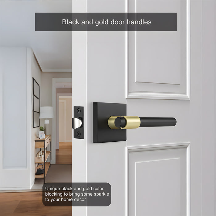 Zinc Alloy Black Gold Interior Door Handle Heavy Duty Door Lever