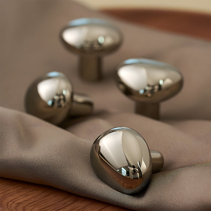 Organic Pebble Brushed Mushroom Drawer Knobs for Kitchen