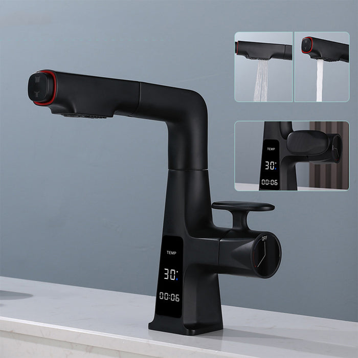Pull-out Dual-mode Digital Display Bathroom Basin Faucet